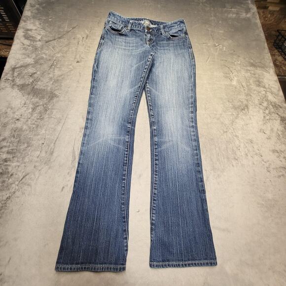 Express Denim - Express Jeans Womens 6R Blue Medium Wash Bootcut Slim Stretch Denim Low Rise